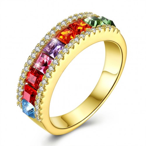 Crystals from swarovski S925 sterling silver fashion color crystal ring