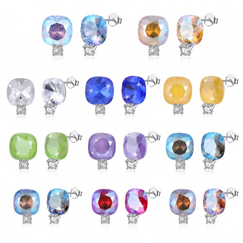Crystal comes from the swarovski element S925 sterling silver drop multicolored earrings