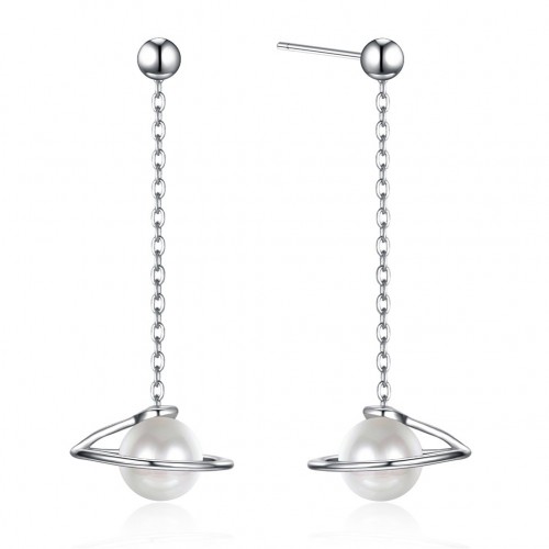Swarovski pearl S925 sterling silver celestial rotating personality pearl eardrop