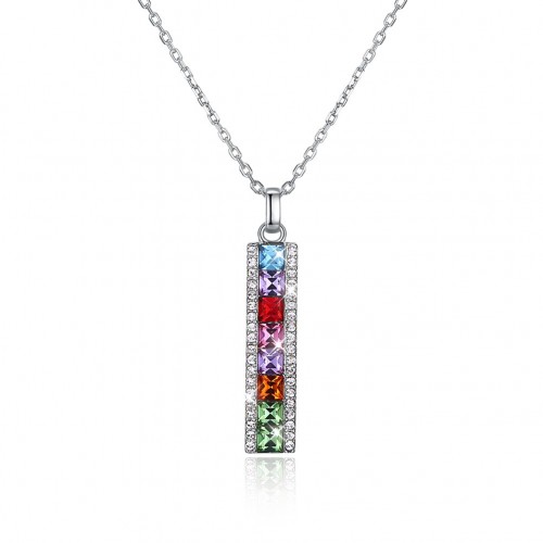 Crystals from swarovski S925 sterling silver color striped fashion necklace