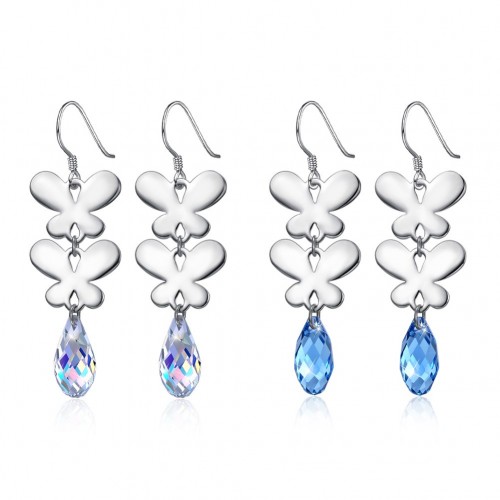 Crystal comes from the swarovski element butterfly S925 sterling silver earrings
