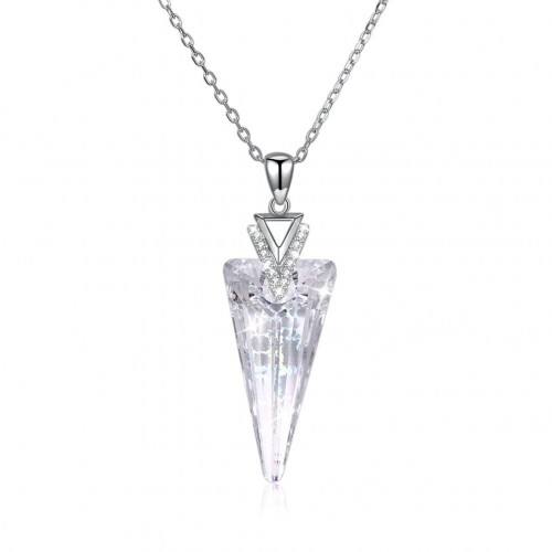 Crystals from swarovski S925 sterling silver triangle romantic pendant necklace