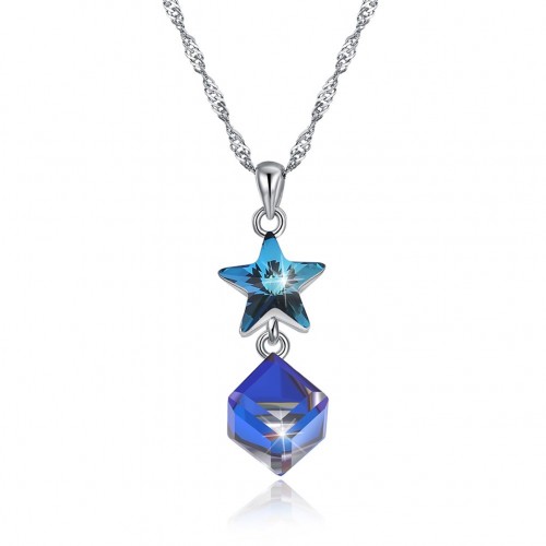 Crystal swarovski element crystal sterling silver star pendant S925 sterling silver necklace