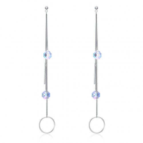 Crystal comes from the swarovski element hanging crystal S925 sterling silver earrings