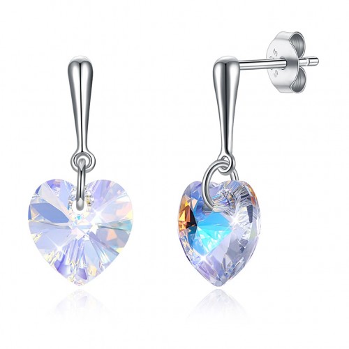 Crystal comes from the swarovski element hanging heart crystal S925 sterling silver ear stud