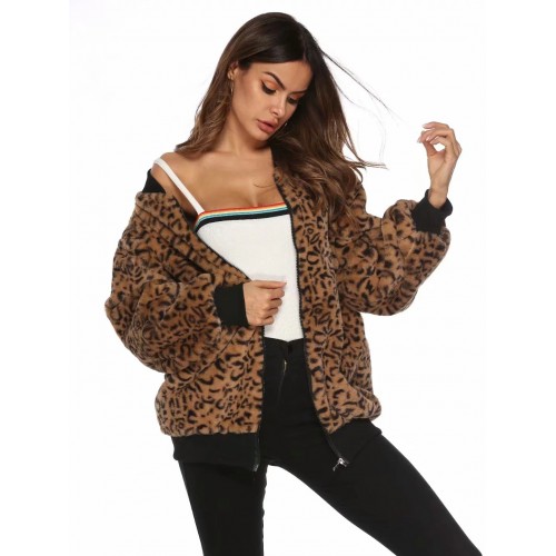 Winter Leopard Printed Ladies Short Coats