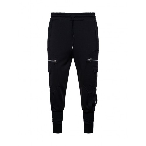 Sporty Zip Decor Solid Trousers For Men