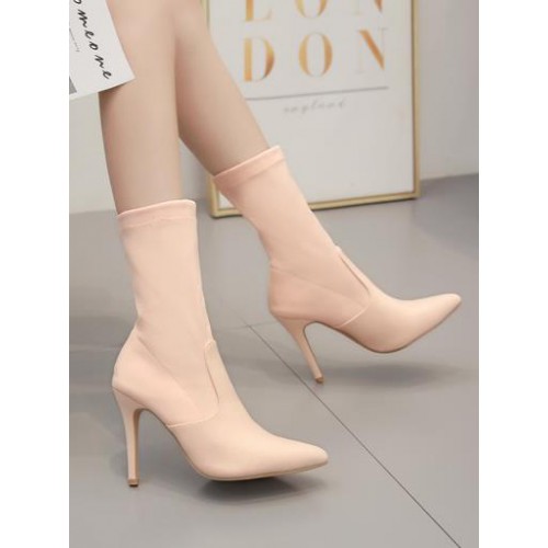 Simple Style Pure Color Pointed Toe Winter Boots