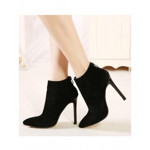 Suede Solid Pointed Ankle Boots
