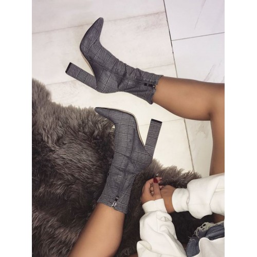 Pointed Chunky Heel Ankle Boots