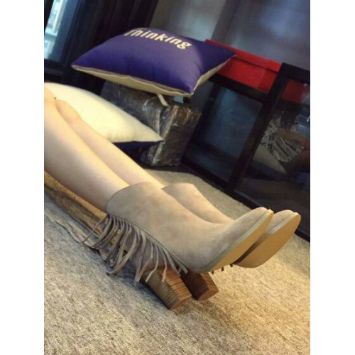 Solid Tassel Chunky Boots Sale