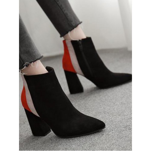 Contrast Color Womens Ankle Boots